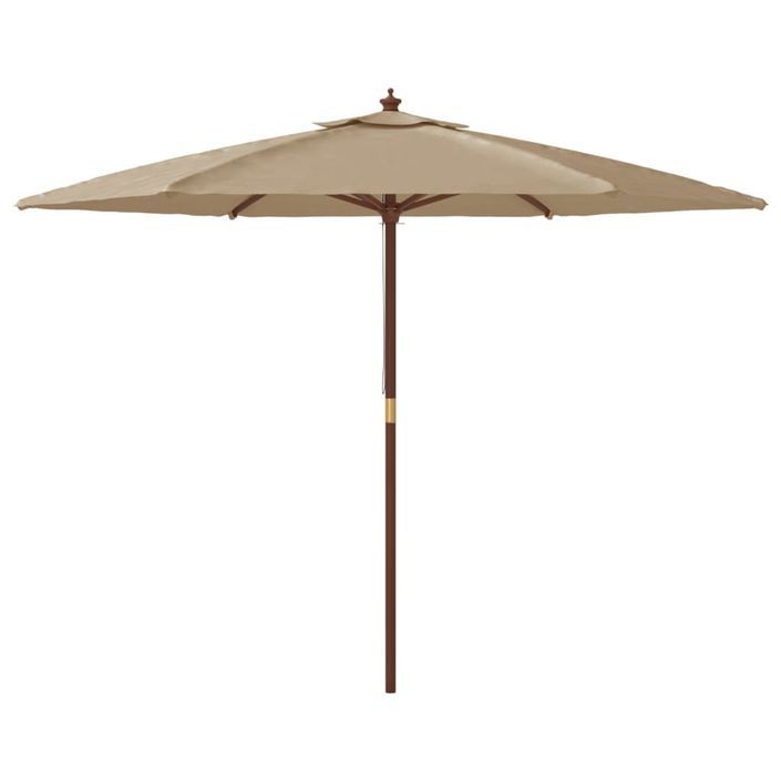 Parasol de jardin avec mât en bois taupe 299x240 cm - Photo n°4