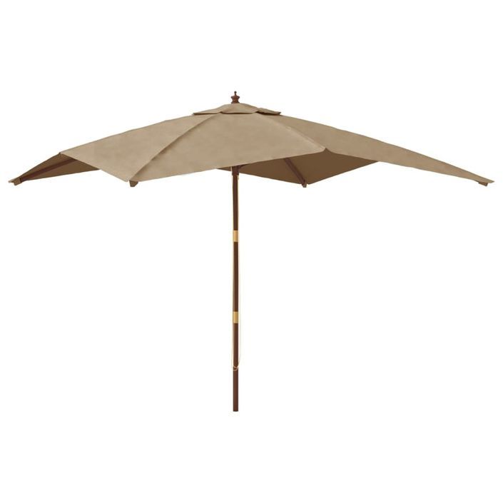 Parasol de jardin avec mât en bois taupe 300x300x273 cm - Photo n°1