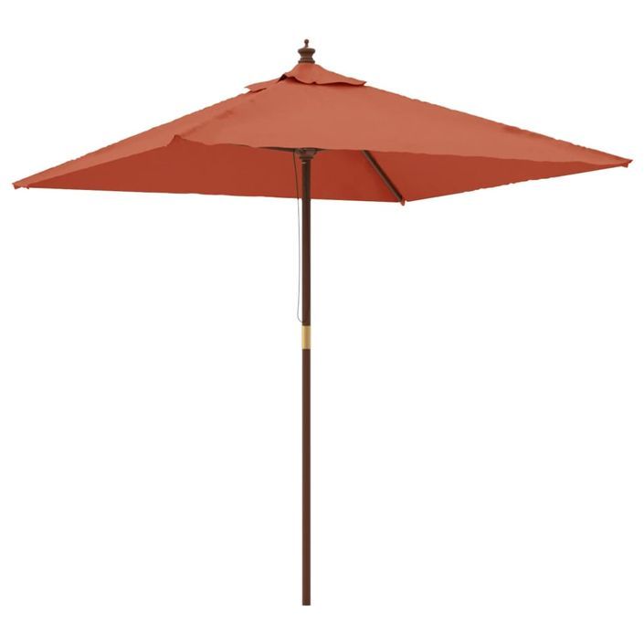 Parasol de jardin avec mât en bois terre cuite 198x198x231 cm - Photo n°1