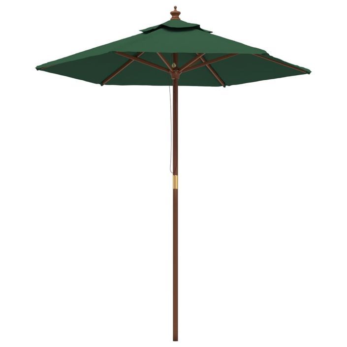 Parasol de jardin avec mât en bois vert 196x231 cm - Photo n°2