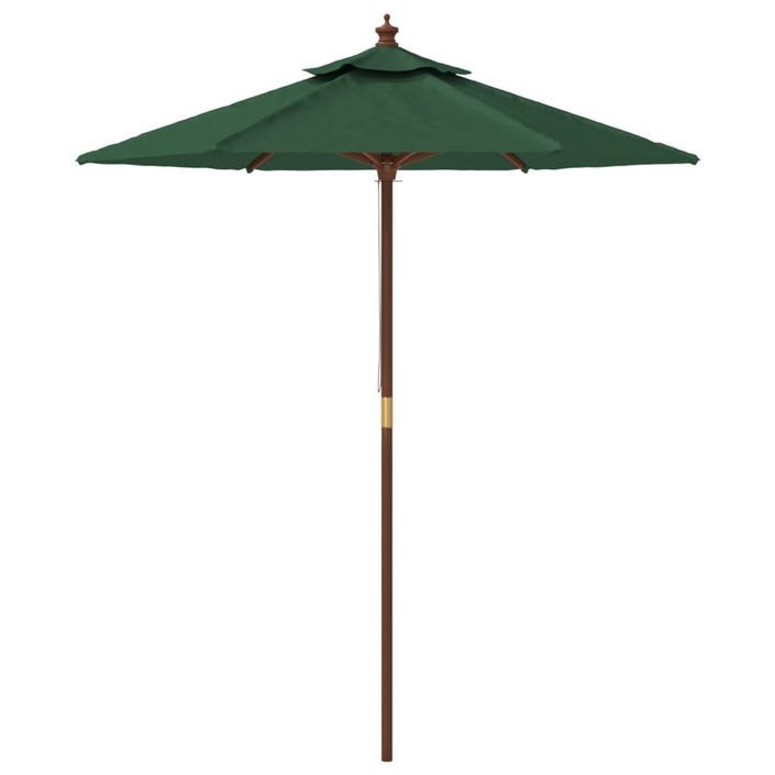 Parasol de jardin avec mât en bois vert 196x231 cm - Photo n°4