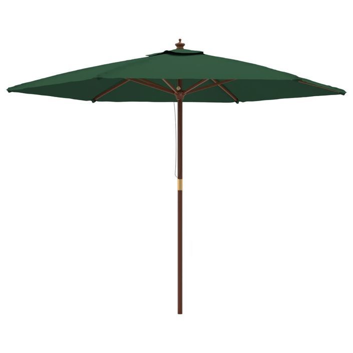 Parasol de jardin avec mât en bois vert 299x240 cm - Photo n°2