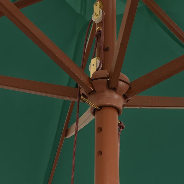 Parasol de jardin avec mât en bois vert 299x240 cm - Photo n°6