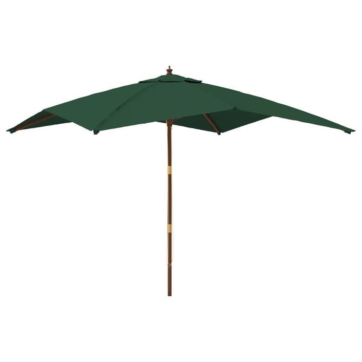 Parasol de jardin avec mât en bois vert 300x300x273 cm - Photo n°1