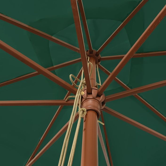 Parasol de jardin avec mât en bois vert 300x300x273 cm - Photo n°5