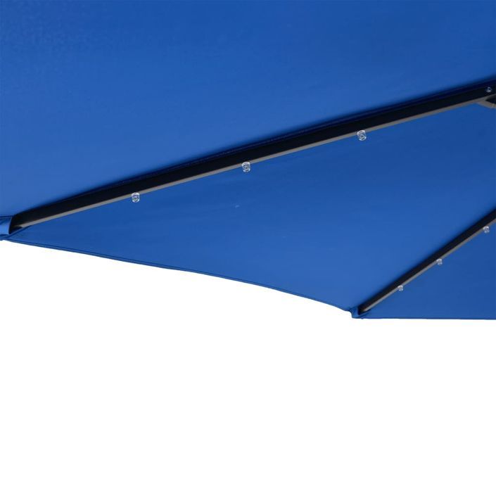 Parasol de jardin LED mât en acier bleu azuré 225x225x212 cm - Photo n°10