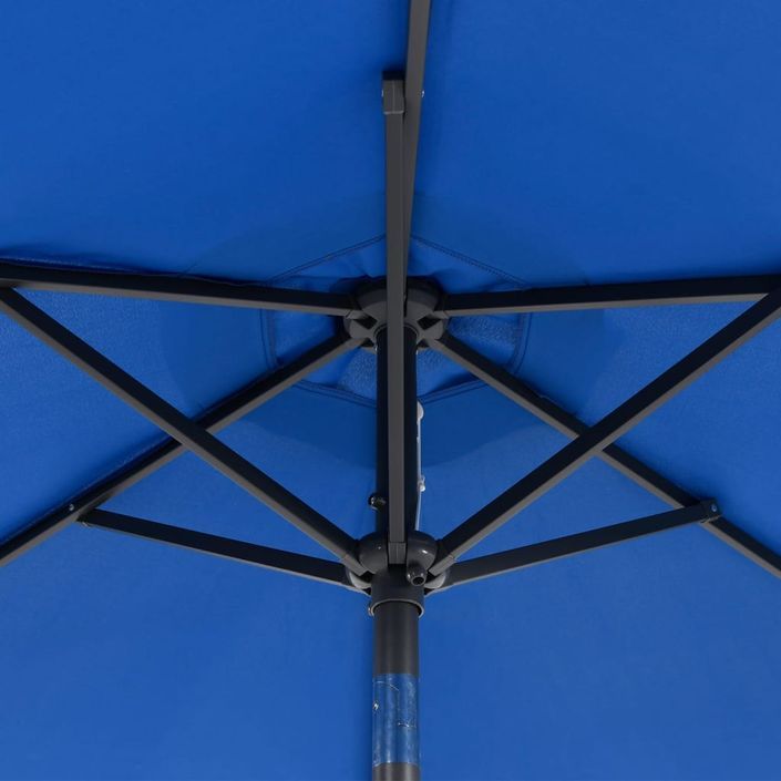 Parasol de jardin LED mât en acier bleu azuré 225x225x212 cm - Photo n°12