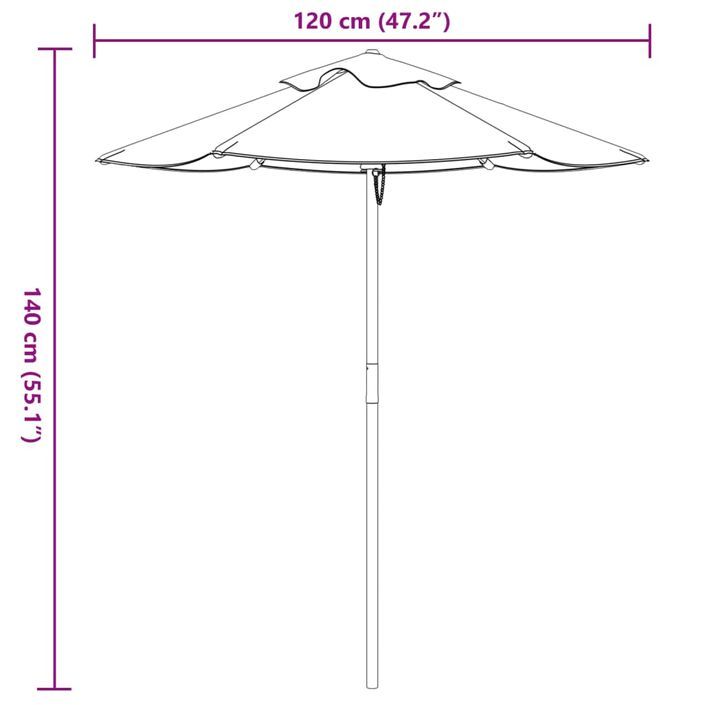 Parasol de jardin pour enfants avec poteau en bois Ø120x140 cm - Photo n°8