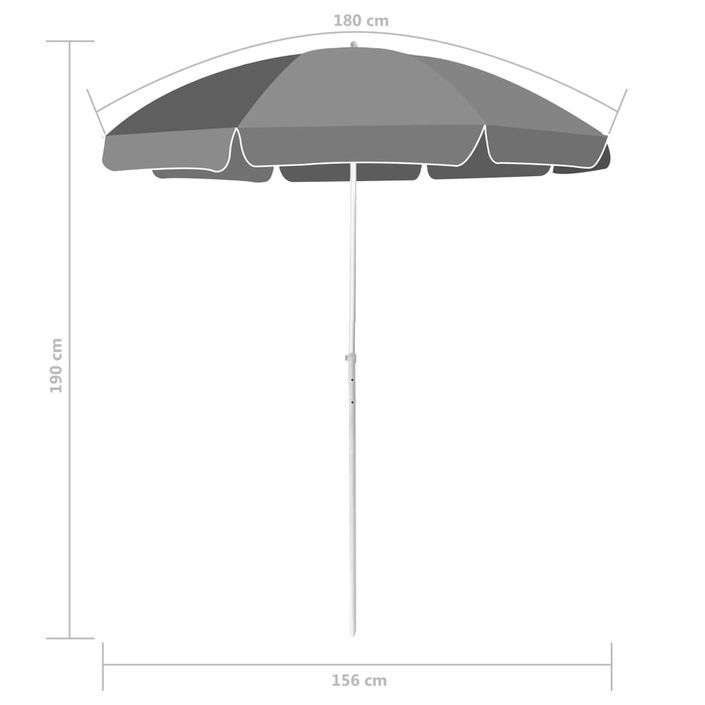 Parasol de plage 180 cm Anthracite - Photo n°5