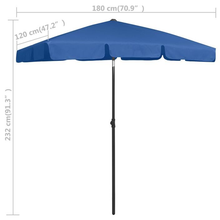 Parasol de plage Bleu azuré 180x120 cm - Photo n°8