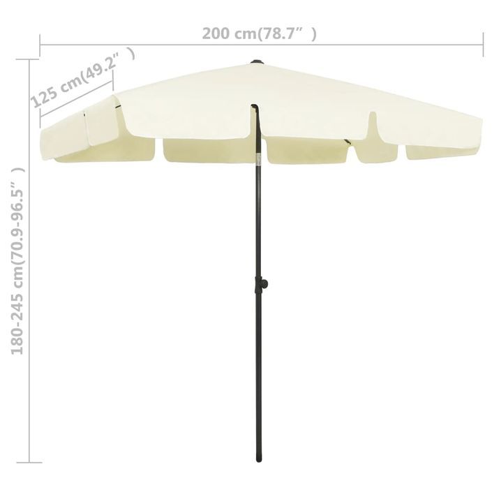 Parasol de plage Jaune sable 200x125 cm - Photo n°8