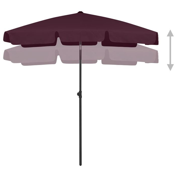 Parasol de plage Rouge bordeaux 180x120 cm - Photo n°5