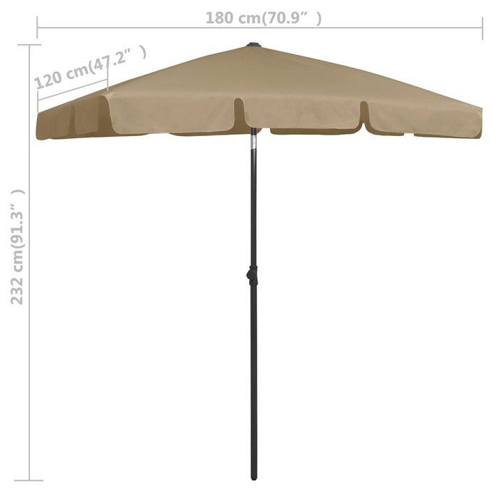 Parasol de plage Taupe 180x120 cm - Photo n°8