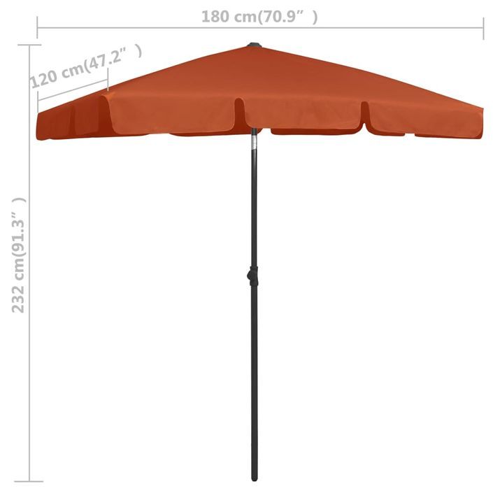 Parasol de plage Terre cuite 180x120 cm - Photo n°8