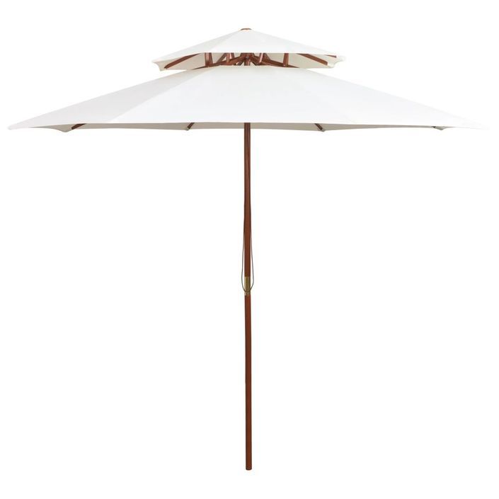 Parasol de terrasse 270 x 270 cm Poteau en bois Blanc crème - Photo n°1