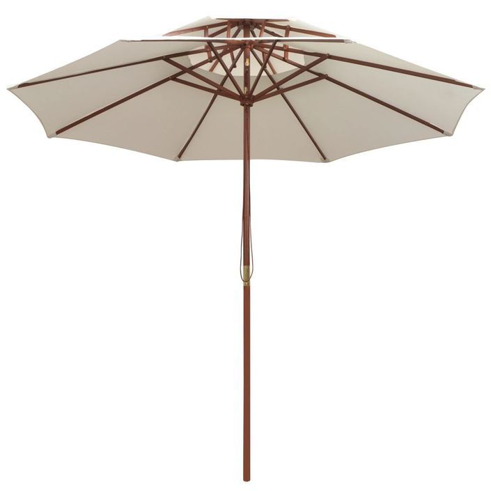 Parasol de terrasse 270 x 270 cm Poteau en bois Blanc crème - Photo n°3