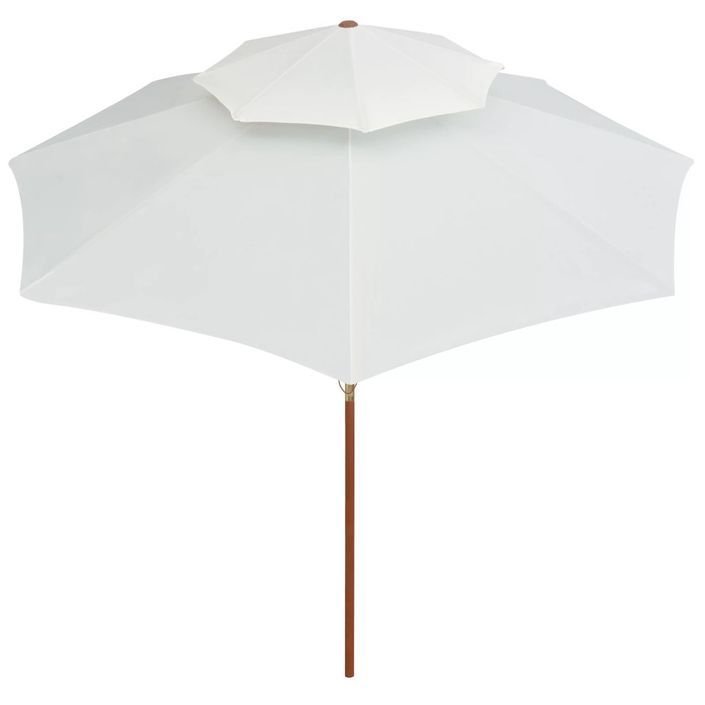 Parasol de terrasse 270 x 270 cm Poteau en bois Blanc crème - Photo n°4