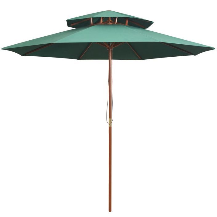 Parasol de terrasse 270 x 270 cm Poteau en bois Vert - Photo n°1