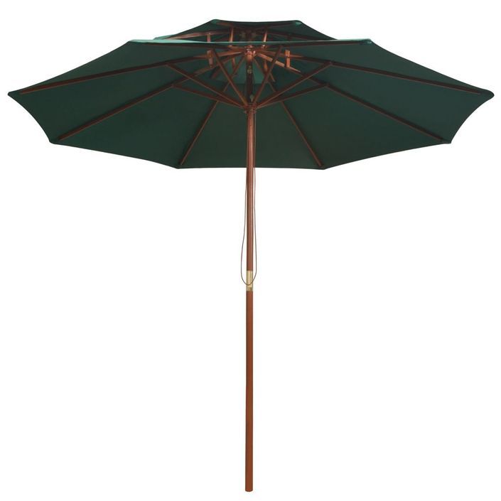 Parasol de terrasse 270 x 270 cm Poteau en bois Vert - Photo n°3