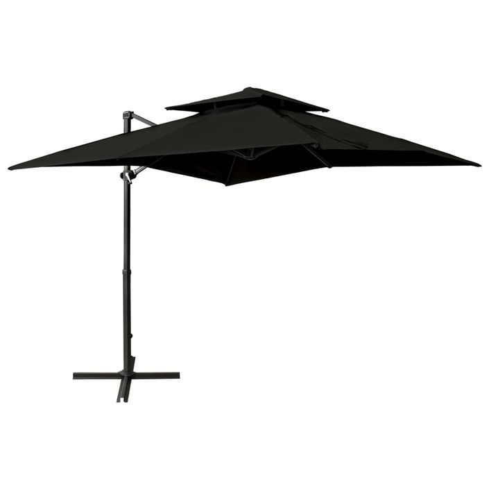 Parasol déporté à double toit 250x250 cm Noir - Photo n°1