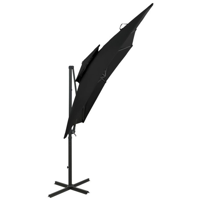 Parasol déporté à double toit 250x250 cm Noir - Photo n°4