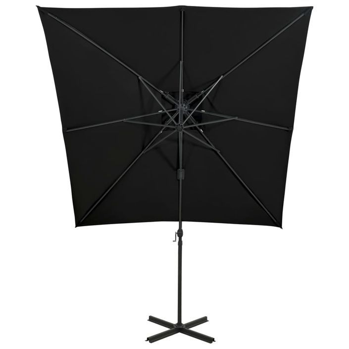 Parasol déporté à double toit 250x250 cm Noir - Photo n°5