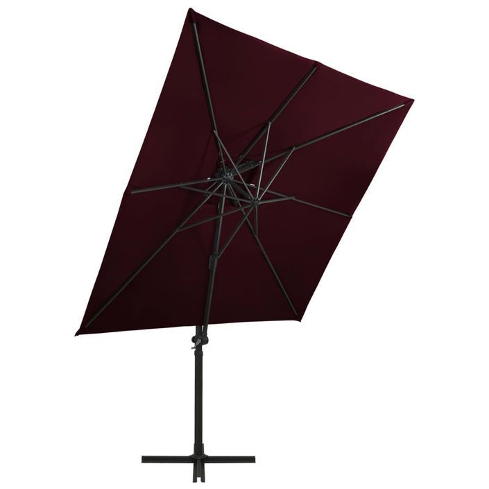 Parasol déporté à double toit 250x250 cm Rouge bordeaux - Photo n°6