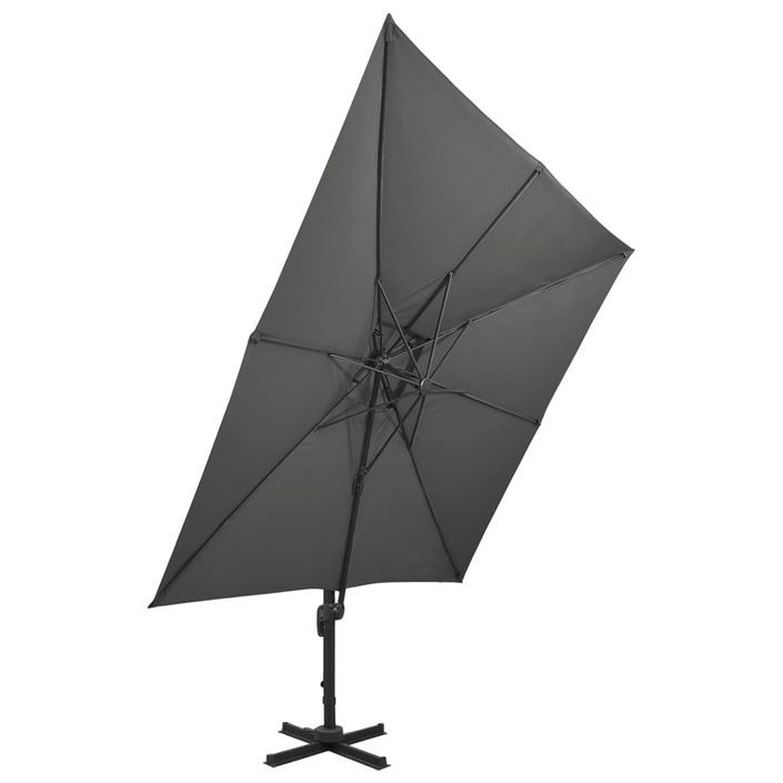 Parasol déporté à double toit 300x300 cm Anthracite - Photo n°4