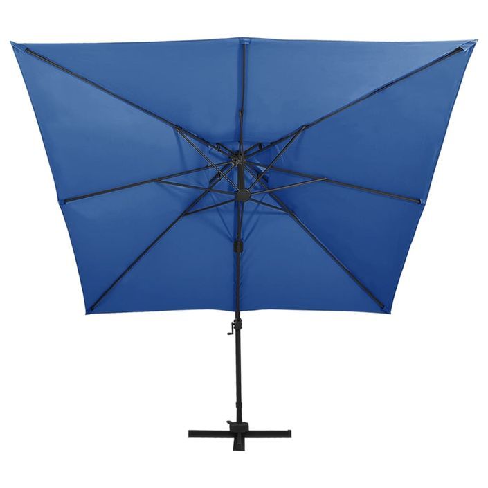 Parasol déporté à double toit 300x300 cm Bleu azuré - Photo n°4