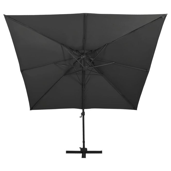 Parasol déporté à double toit 300x300 cm Noir - Photo n°4