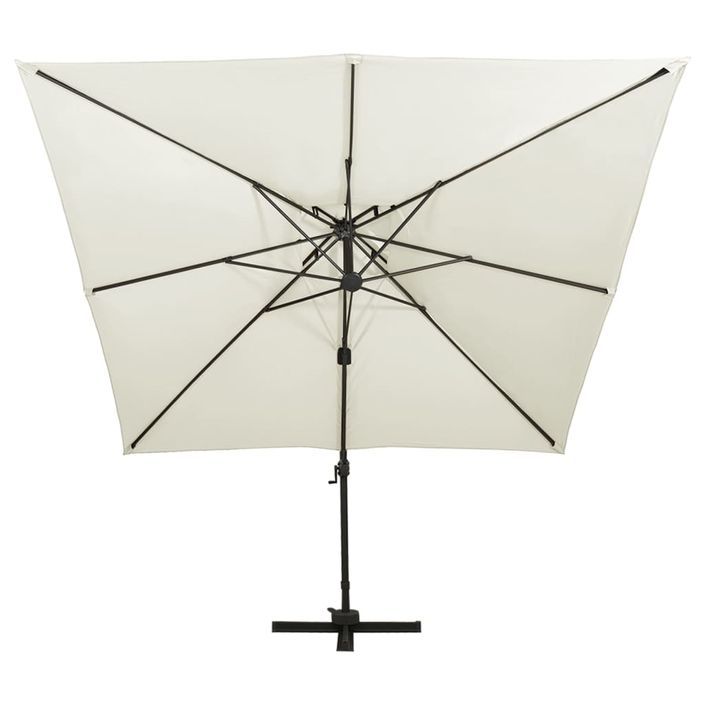 Parasol déporté à double toit 300x300 cm Sable - Photo n°4