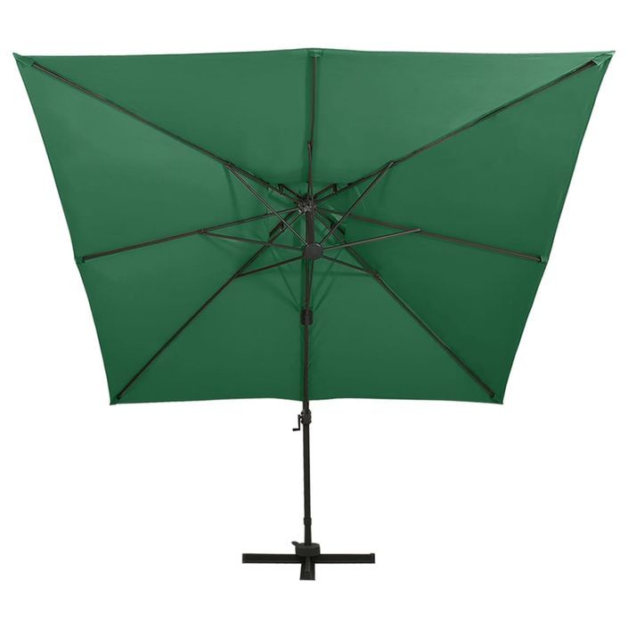 Parasol déporté à double toit 300x300 cm Vert - Photo n°4