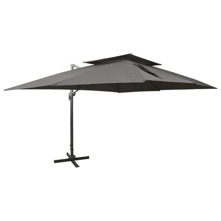 Parasol déporté à double toit Anthracite 400x300 cm - Photo n°1