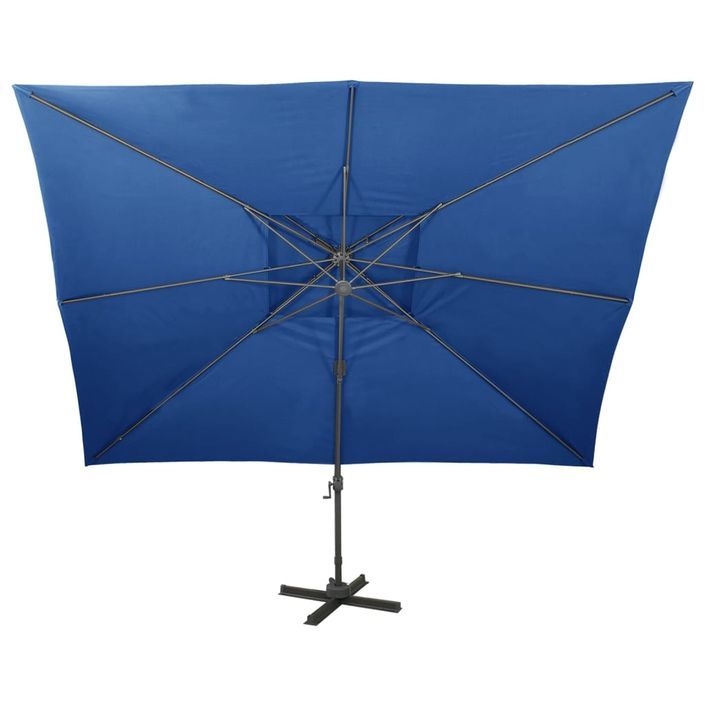 Parasol déporté à double toit Bleu azuré 400x300 cm - Photo n°4