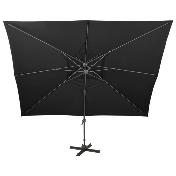 Parasol déporté à double toit Noir 400x300 cm - Photo n°4