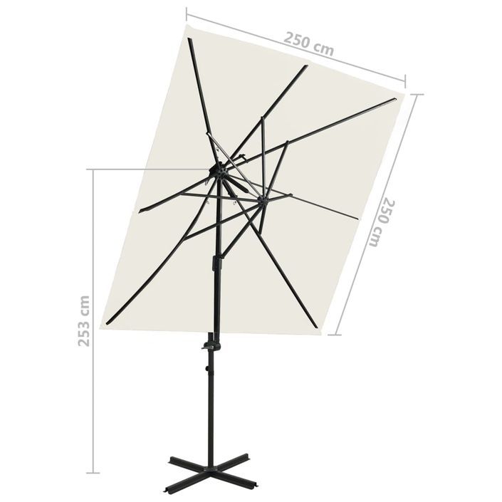 Parasol déporté à double toit Sable 250x250 cm - Photo n°8