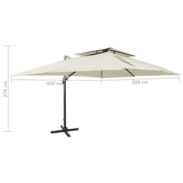 Parasol déporté à double toit Sable 400x300 cm - Photo n°9