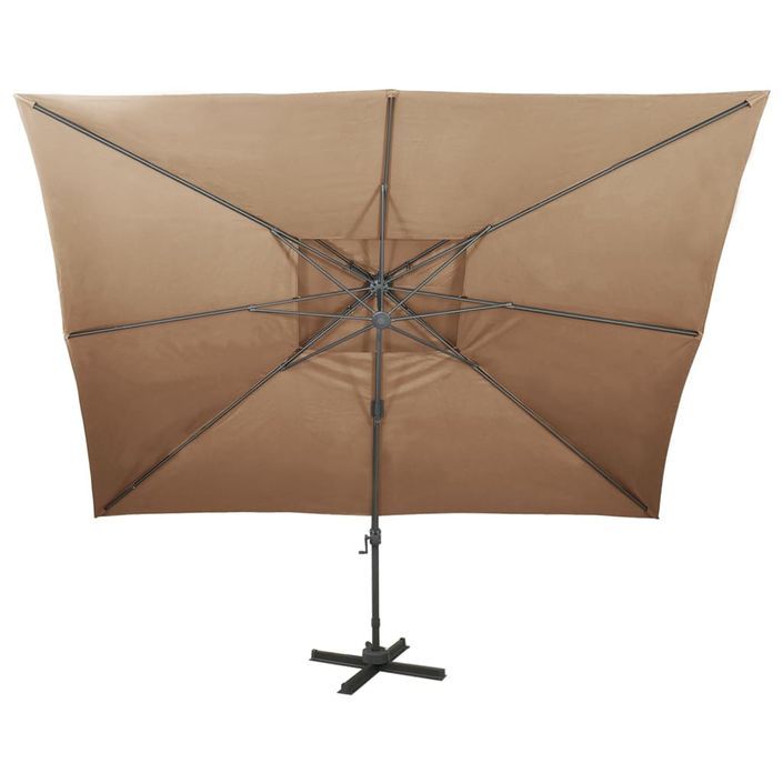 Parasol déporté à double toit Taupe 400x300 cm - Photo n°4