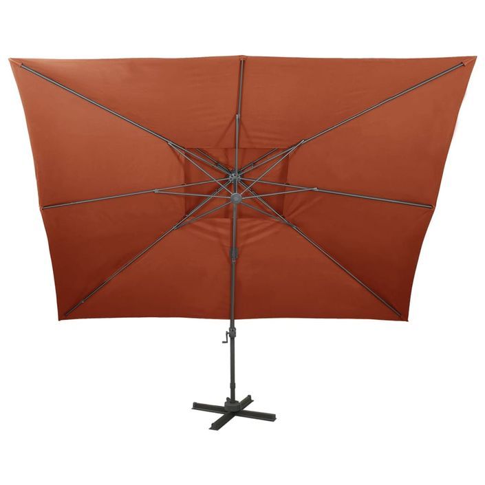 Parasol déporté à double toit Terre cuite 400x300 cm - Photo n°4