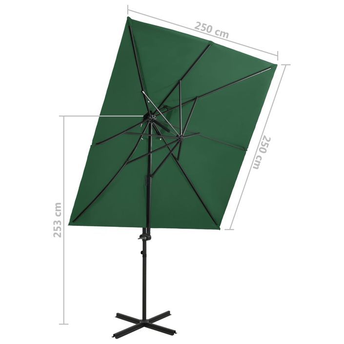 Parasol déporté à double toit Vert 250x250 cm - Photo n°8