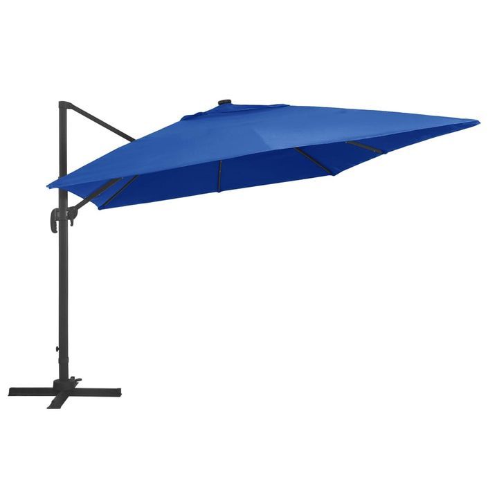 Parasol déporté à lumières LED Aluminium 400x300 cm Bleu azuré - Photo n°4