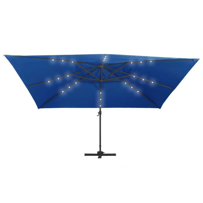 Parasol déporté à lumières LED Aluminium 400x300 cm Bleu azuré - Photo n°5