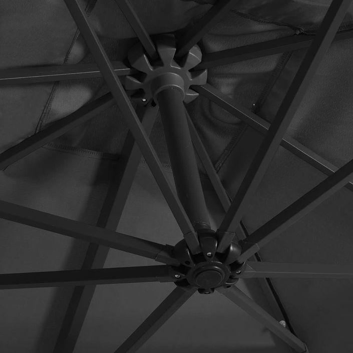 Parasol déporté avec LED et mât en acier 250x250 cm Anthracite - Photo n°2