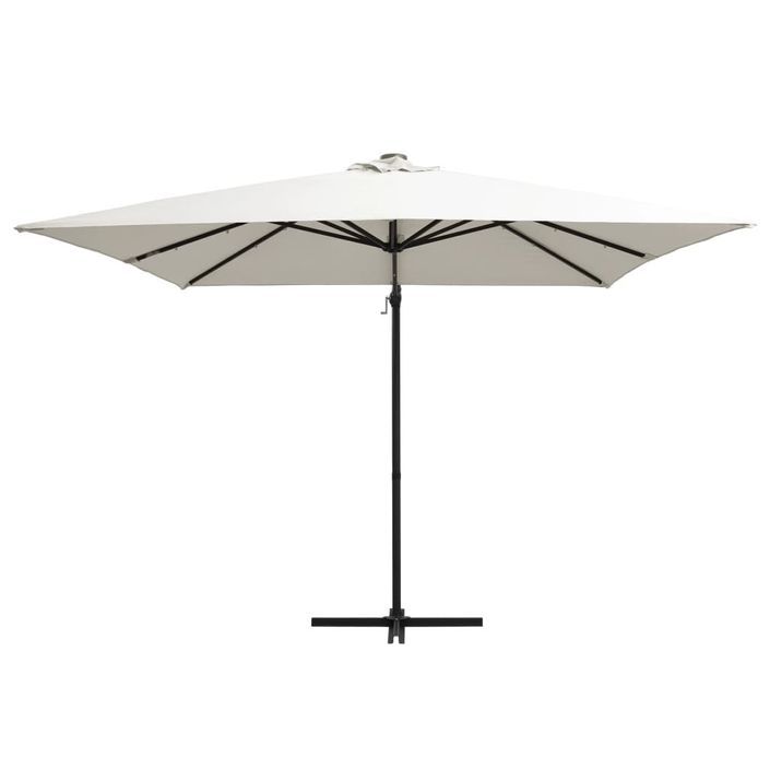 Parasol déporté avec LED et mât en acier 250x250 cm Sable - Photo n°3