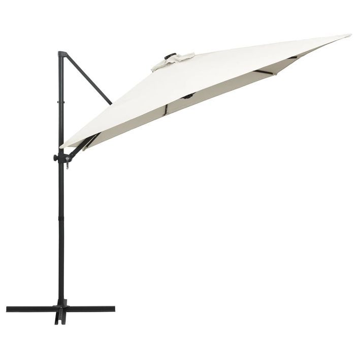 Parasol déporté avec LED et mât en acier 250x250 cm Sable - Photo n°4