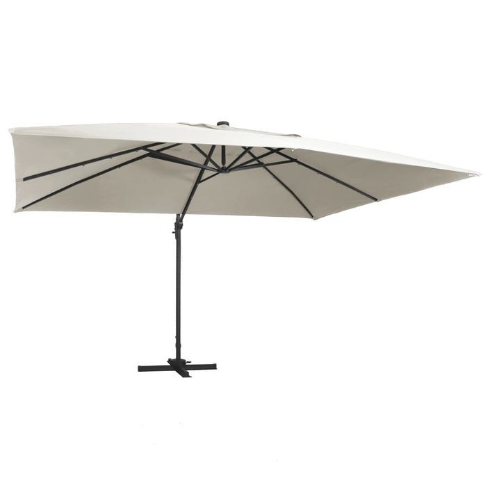 Parasol déporté avec lumières LED Aluminium 400x300 cm Sable - Photo n°1