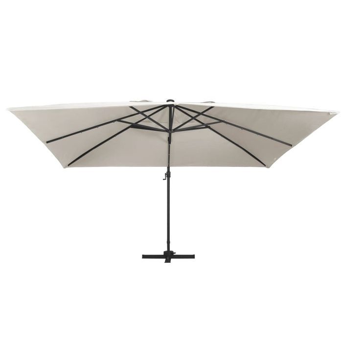 Parasol déporté avec lumières LED Aluminium 400x300 cm Sable - Photo n°3