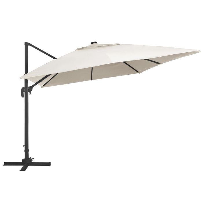 Parasol déporté avec lumières LED Aluminium 400x300 cm Sable - Photo n°4