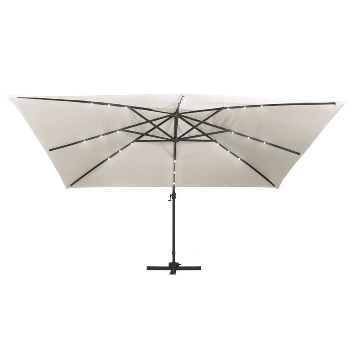 Parasol déporté avec lumières LED Aluminium 400x300 cm Sable - Photo n°5