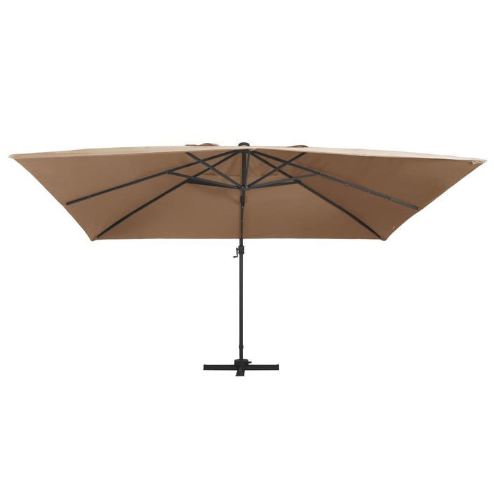 Parasol déporté avec lumières LED Aluminium 400x300 cm Taupe - Photo n°3